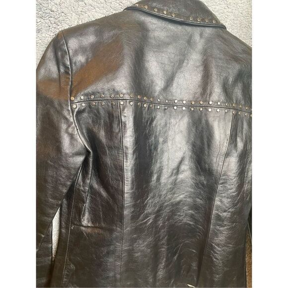 John Carlisle Black Leather Studded Jacket Size S - Picture 8 of 15